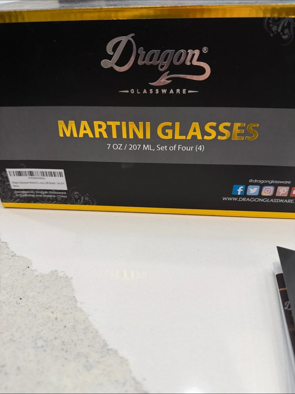 Dragon Glassware Martini Glasses - Clear Glass (Set of 4)
